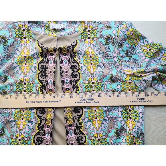 TOP-JACKET-JOAN RIVERS-Blue Yellow Green-3/4 Length Sleeves-Size X-SMALL - Picture 12 of 16